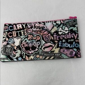 Monster High Pastel Goth Graphic Zip Pouch Makeup Bag Pencil Case